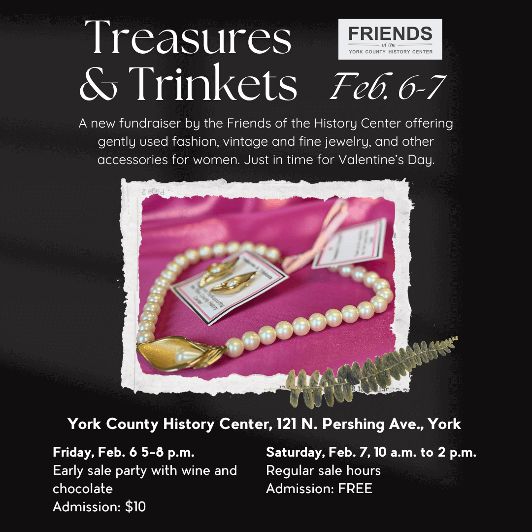 image promoting Treasures & Trinkets with photo of jewlery and details on the event