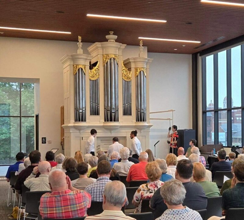 Phil Cooper performs on the History Center's Tannenberg Organ in June 2025.
