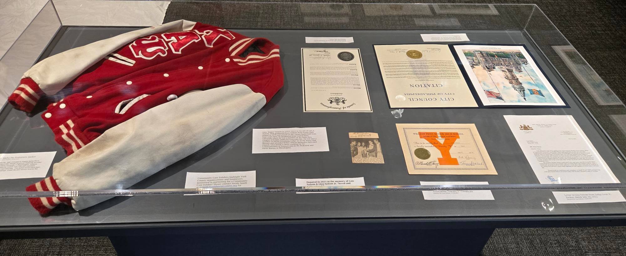 items on display in a community case