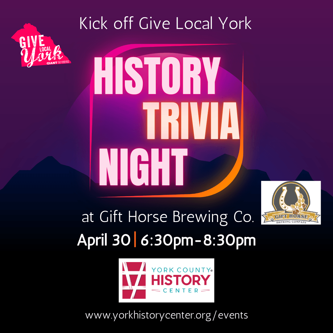 graphic image with History Trivia Night April 30 at Gift Horse Brewing Co.
