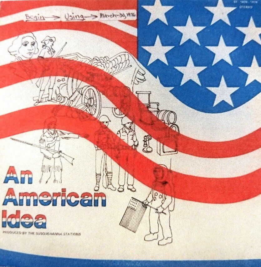 original graphic design from 1975 for An American Idea radio series, including American flag