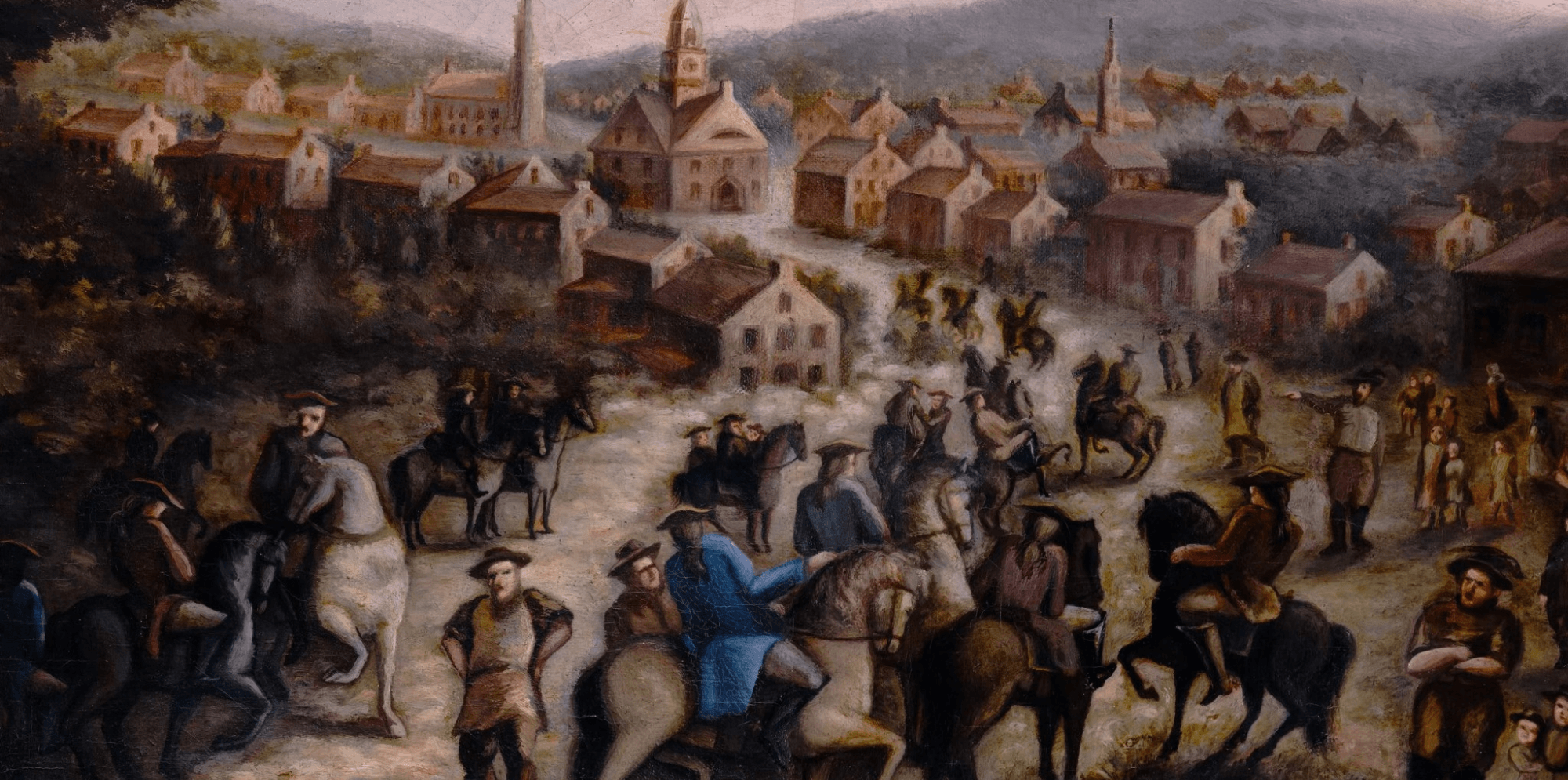 painting depicting Continental Congress arriving in York in 1777