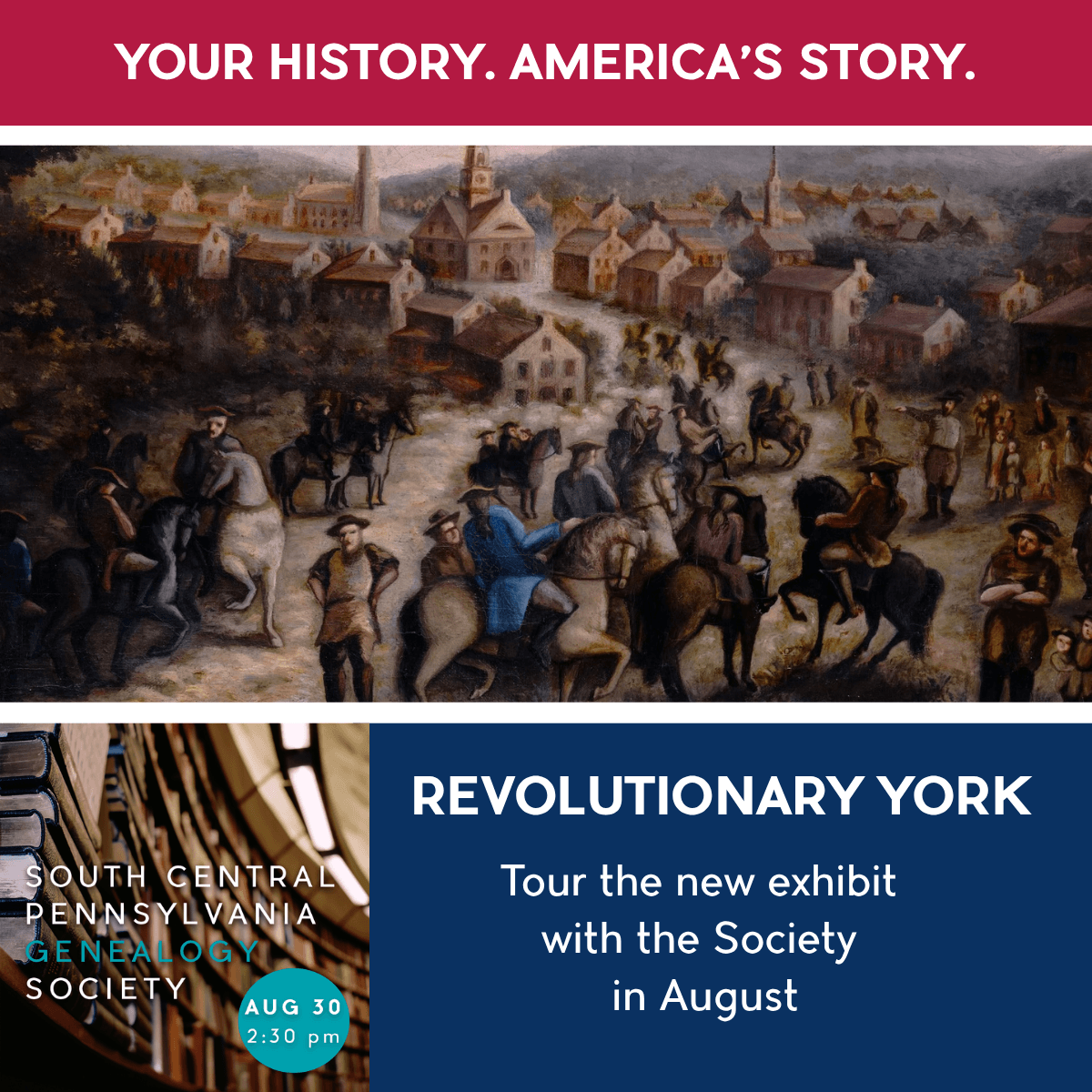 Revolutionary York image including graphic element for the South Central Pa Genealogical Society