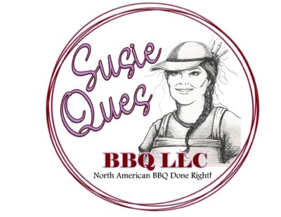 Susie Ques BBQ LLC logo, drawing of a woman with script lettering