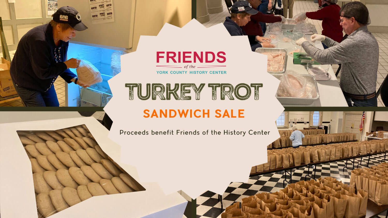 Friends prepare sandwich orders for the Turkey Trot fundraiser