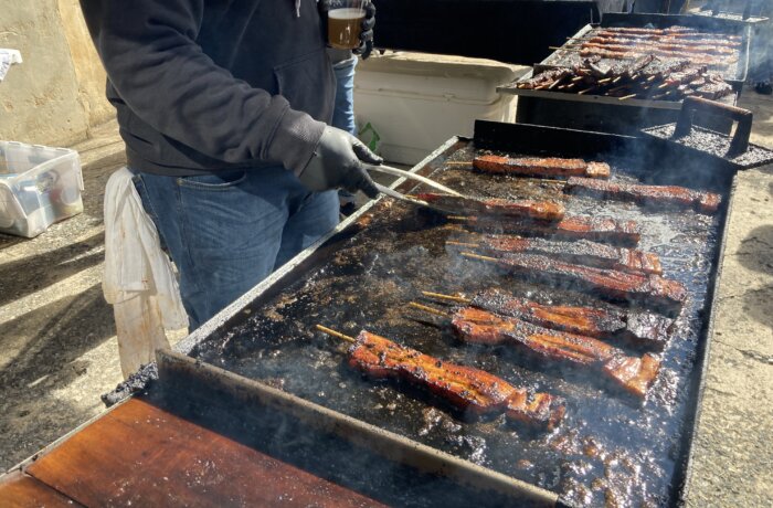 bacon on a stick at Oyster Festival