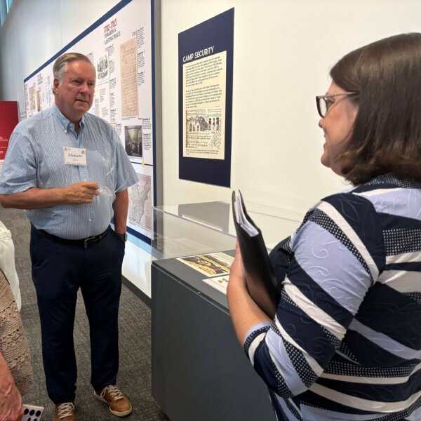 photo of first visitors to see Revolutionary York exhibit