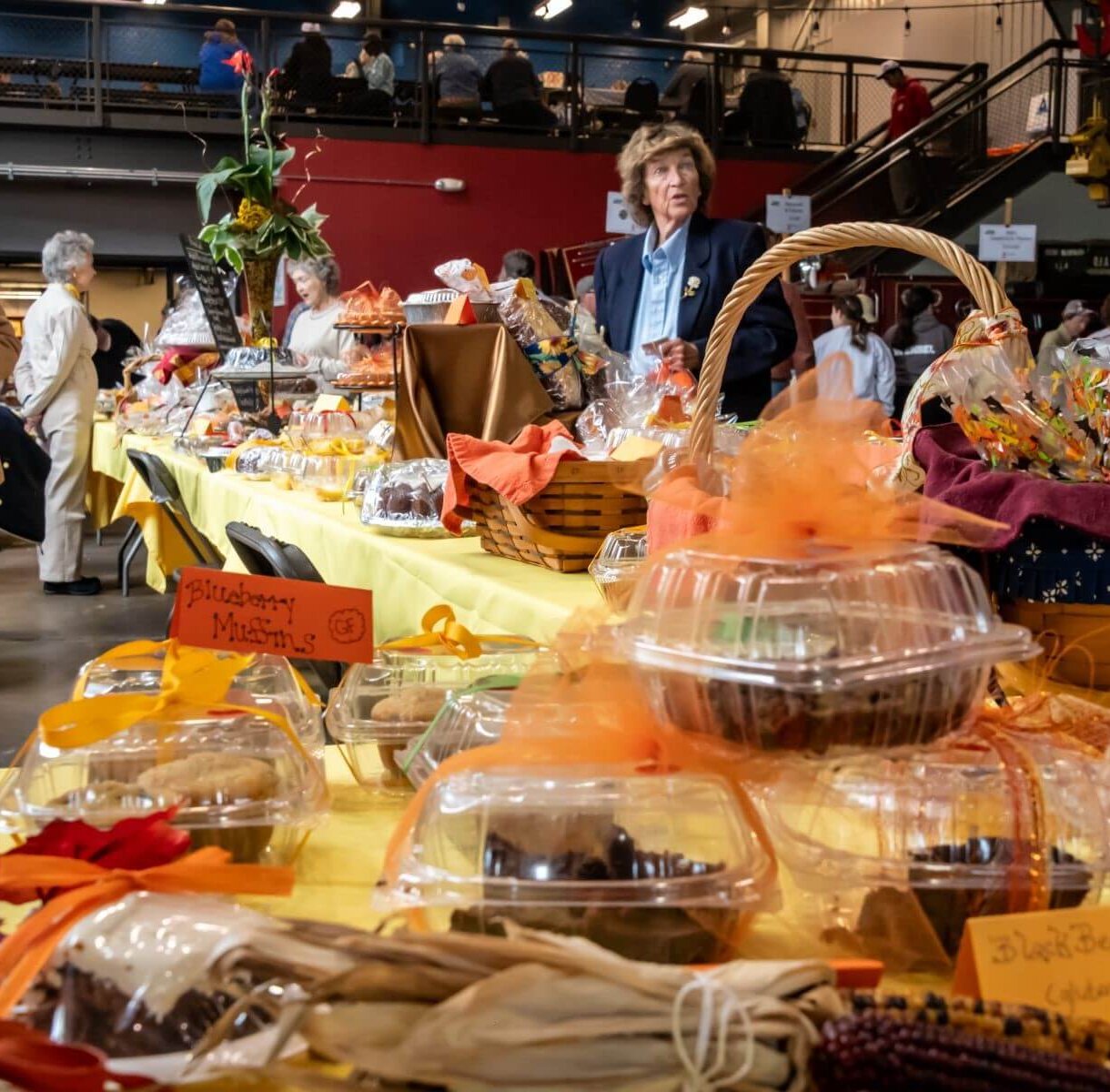 photo of baskets of baked goods on a table