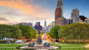 photo of Philadelphia from Art Museum steps looking toward City Hall